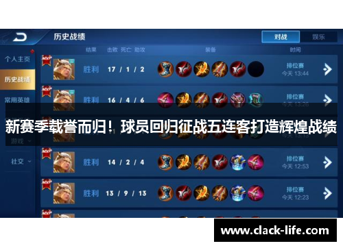 新赛季载誉而归！球员回归征战五连客打造辉煌战绩